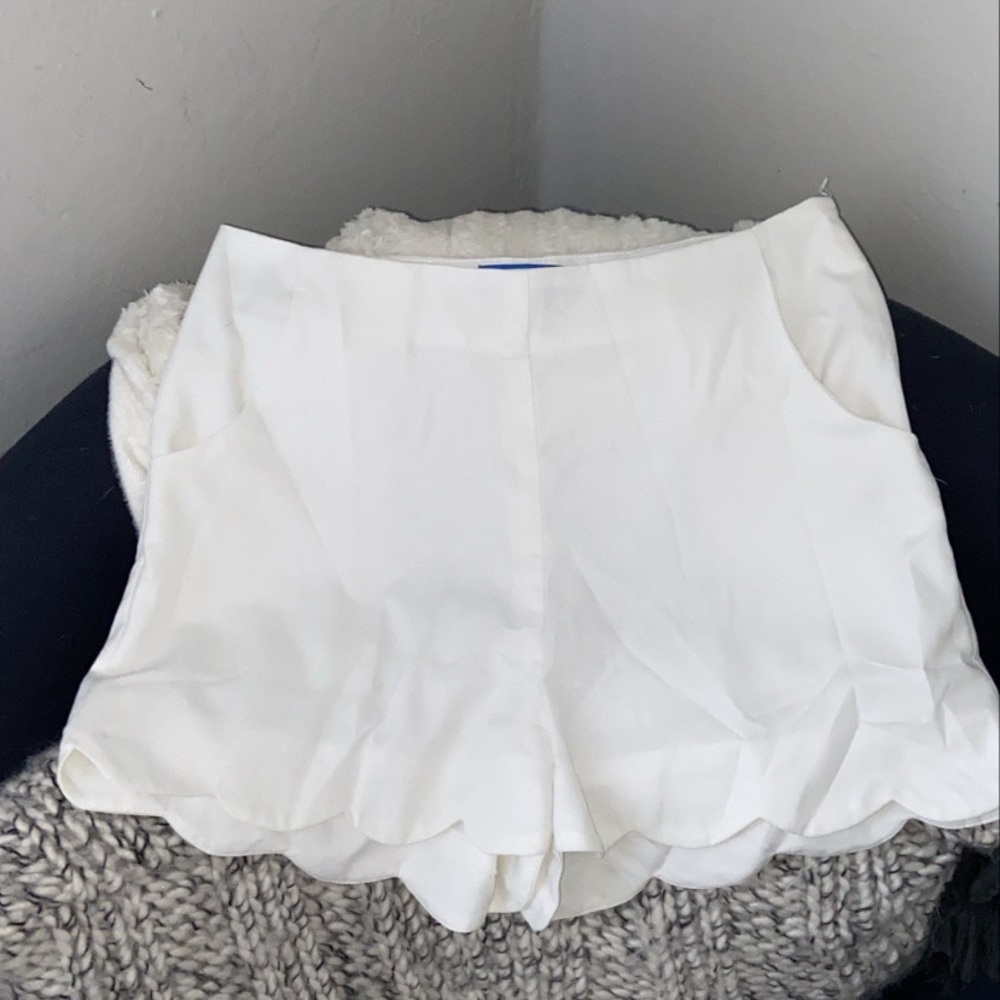 White Scallop Shorts